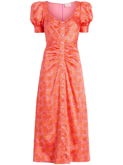 Ximena Wave-Print Midi Dress