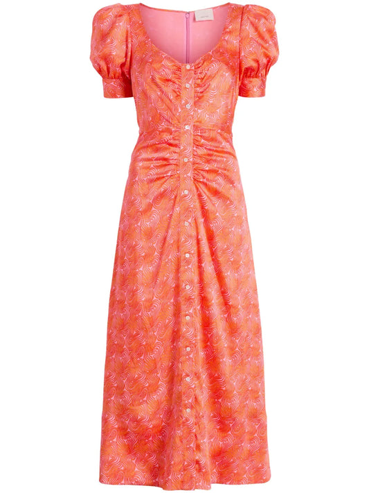 Ximena Wave-Print Midi Dress