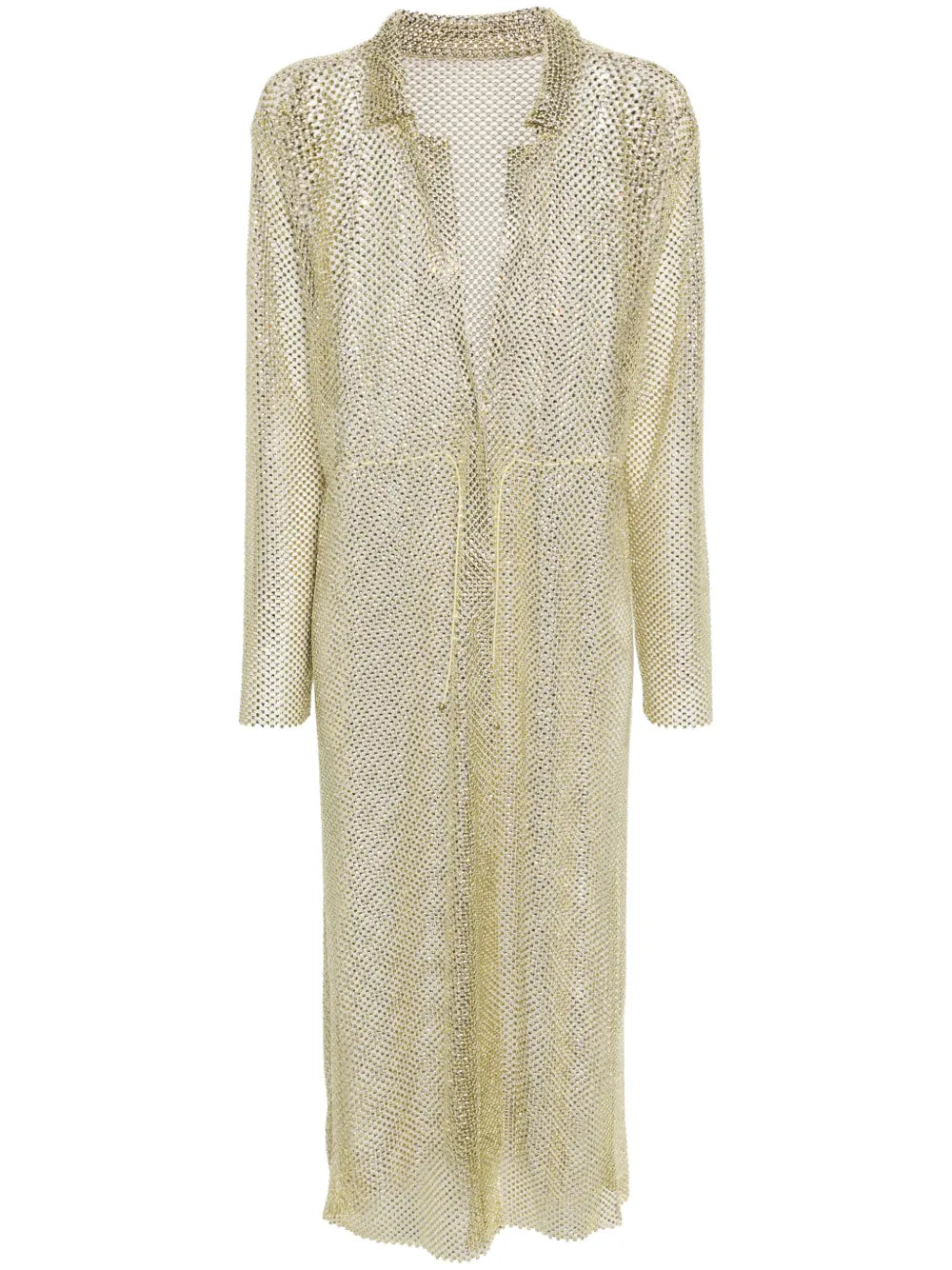 Crystal-Embellished Midi Shirt Dress