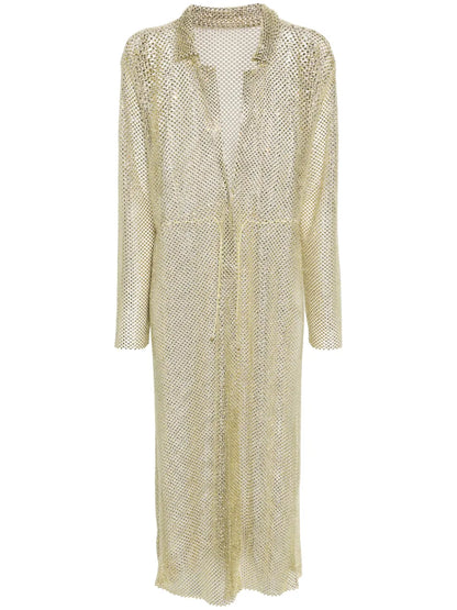 Crystal-Embellished Midi Shirt Dress