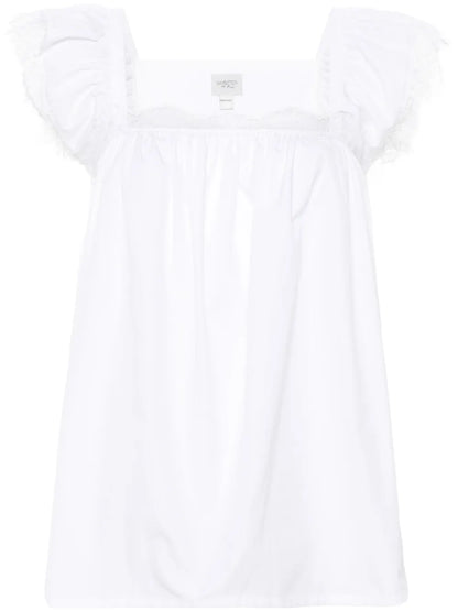 Lace-Trim Poplin Blouse