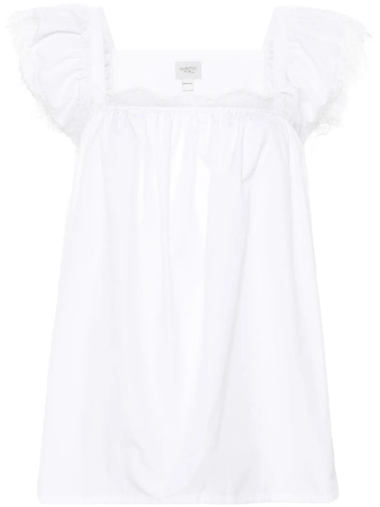 Lace-Trim Poplin Blouse