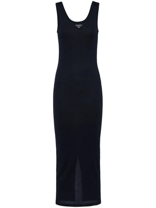 Logo-Triangle Ribbed-Knit Dress