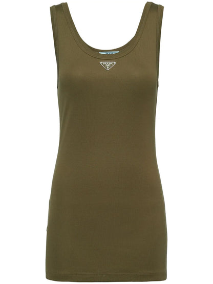 Triangle-Logo Ribbed-Knit Tank Top