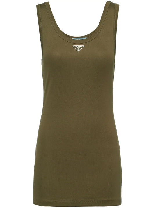 Triangle-Logo Ribbed-Knit Tank Top