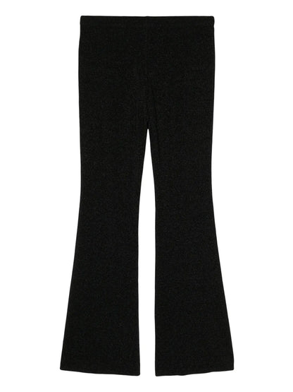 Logo-Embroidered Lurex Flared Trousers