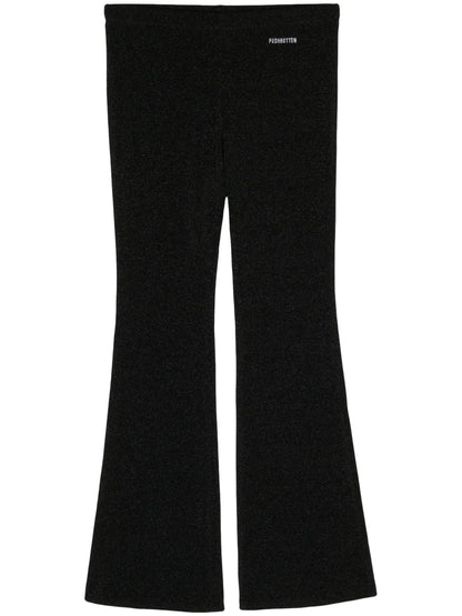 Logo-Embroidered Lurex Flared Trousers
