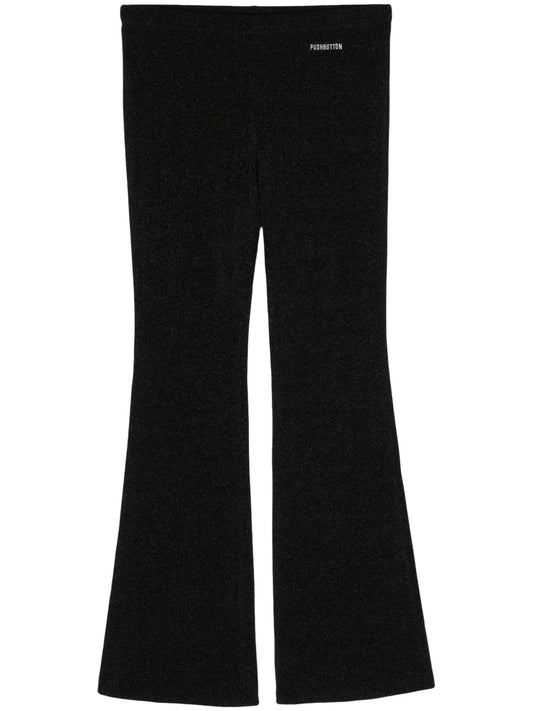 Logo-Embroidered Lurex Flared Trousers