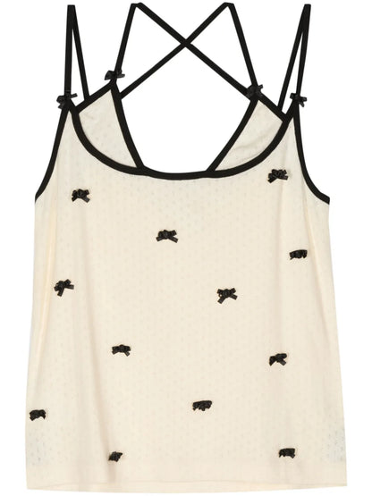 Bow-Appliqué Cotton Top