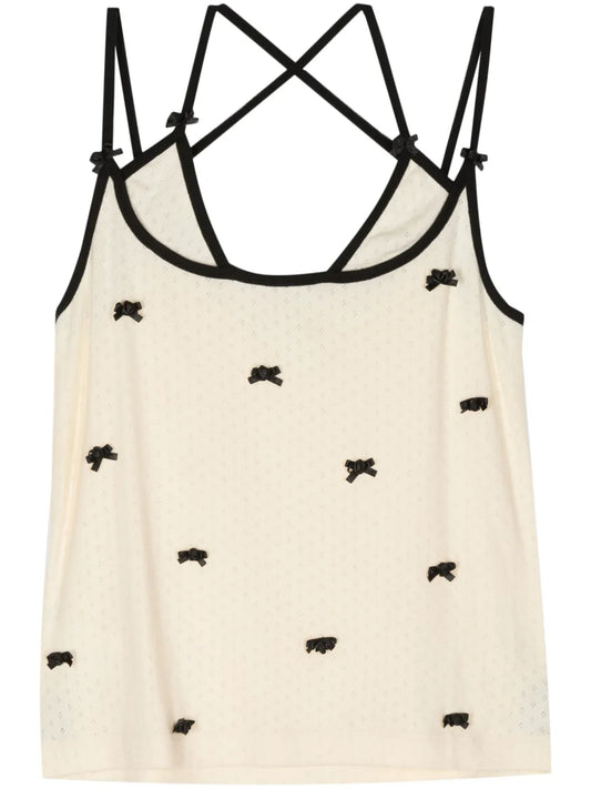 Bow-Appliqué Cotton Top