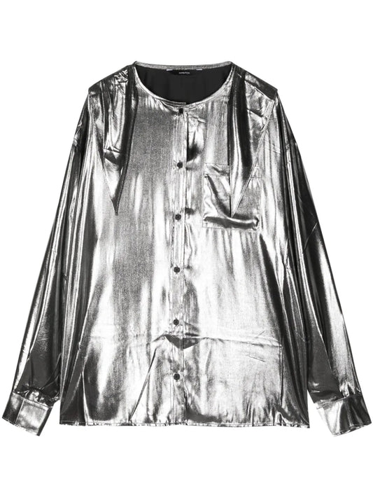 Sailor-Collar Metallic Shirt