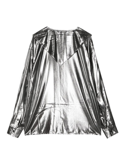 Sailor-Collar Metallic Shirt