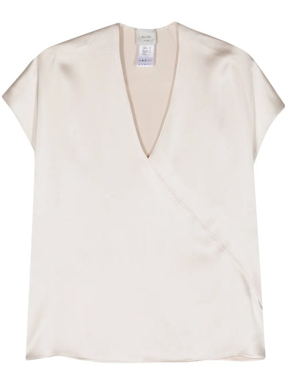 Seam-Detail Satin Blouse