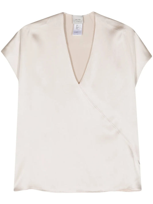 Seam-Detail Satin Blouse
