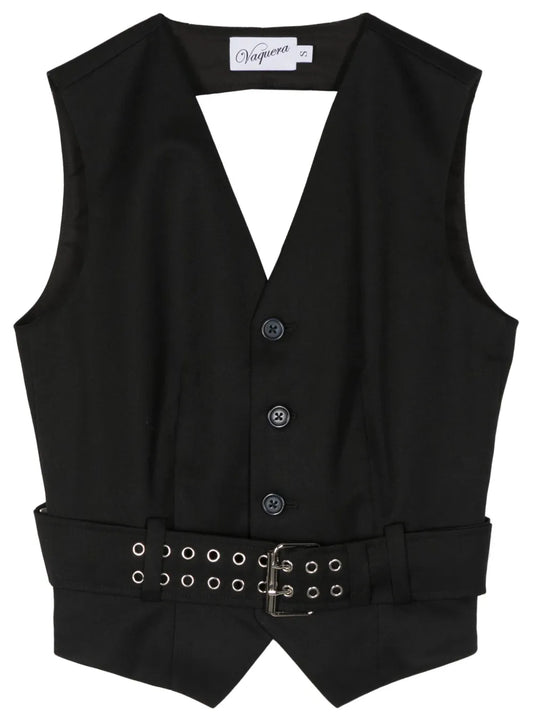 Open-Back Belted-Waist Vest