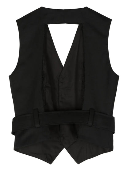 Open-Back Belted-Waist Vest