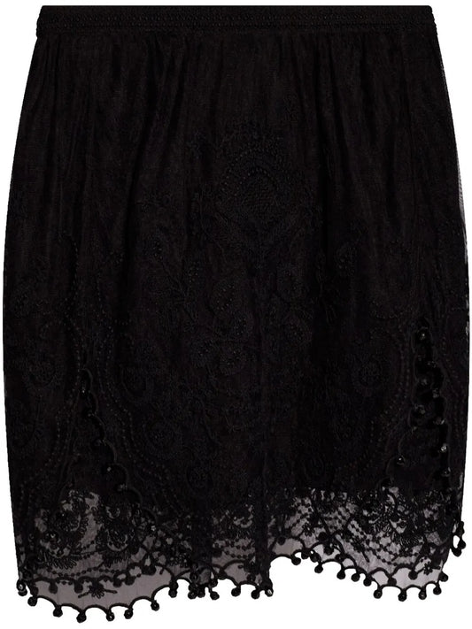 Viny Lace-Detailing Mini Skirt