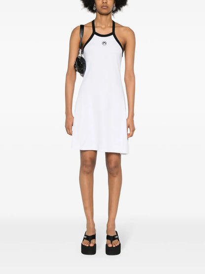 Crescent Moon-Embroidered Mini Dress