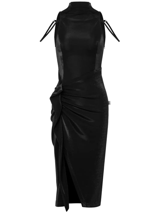 Ruched Halterneck Midi Dress
