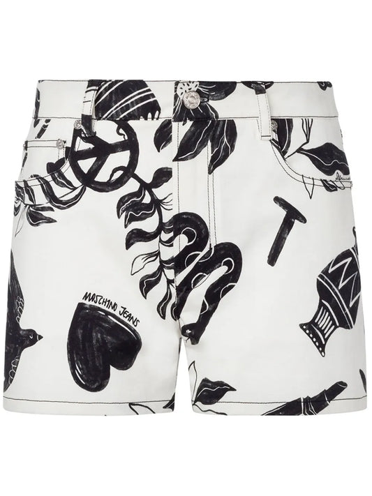 Graphic-Print Mini Shorts