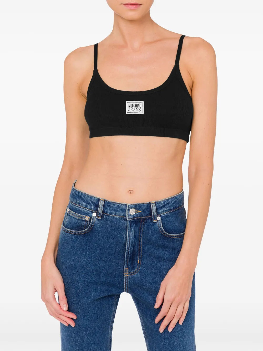 Logo-Appliqué Ribbed Bra Top