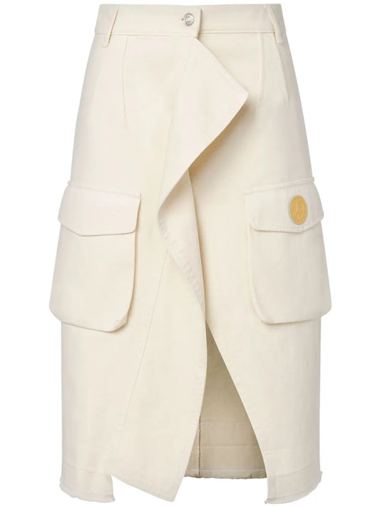 Asymmetric Cargo Denim Skirt
