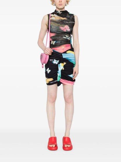 Butterfly-Print Mesh Tank Top