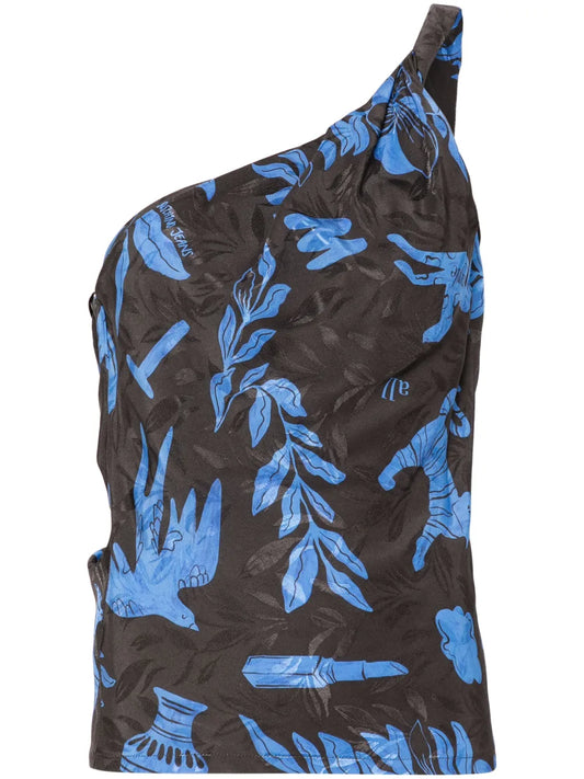 One-Shoulder Jacquard Tank Top