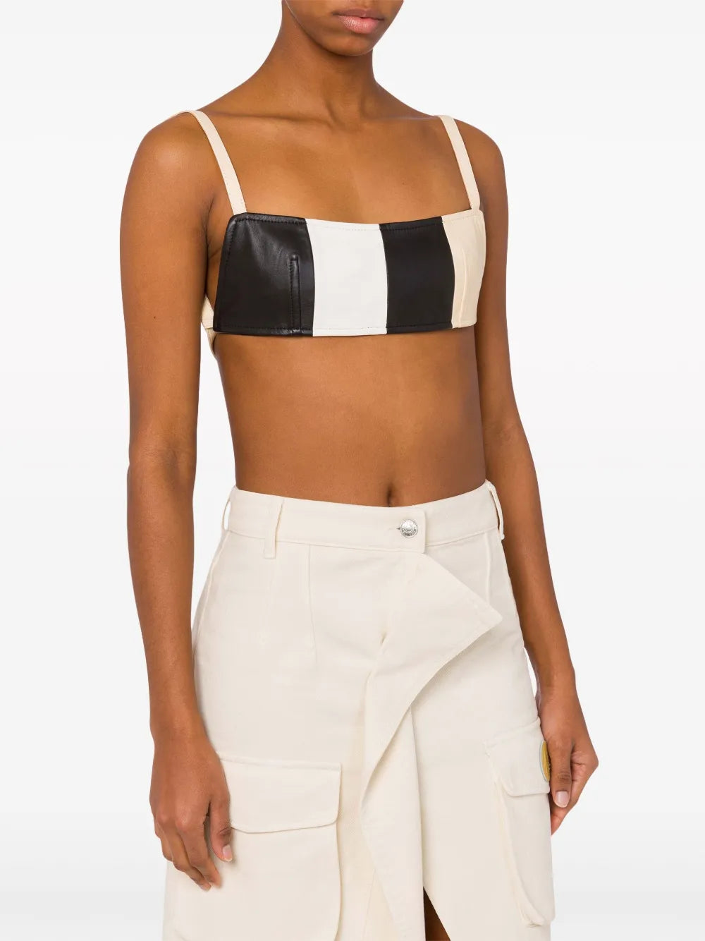Panelled Leather Bra Top