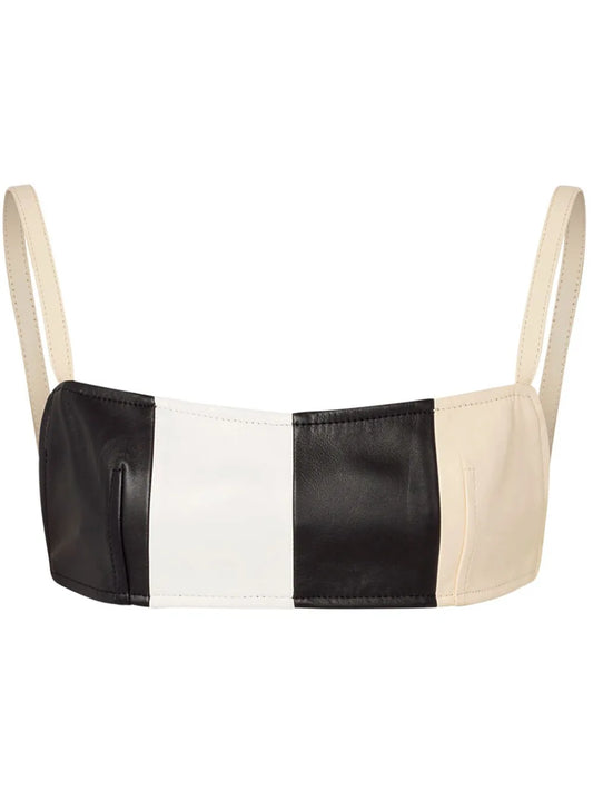 Panelled Leather Bra Top
