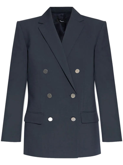 Shoulder-Pads Double-Breasted Blazer