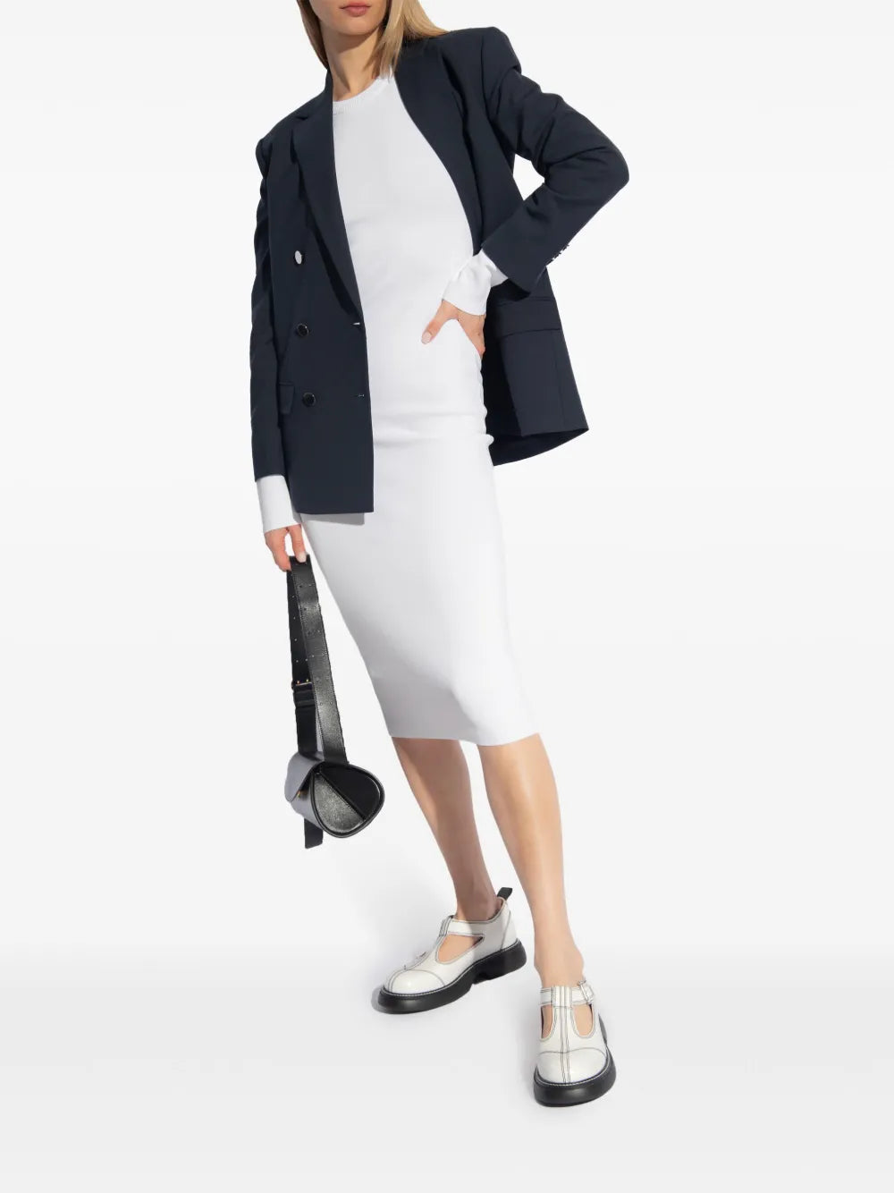 Shoulder-Pads Double-Breasted Blazer