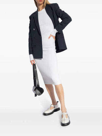 Shoulder-Pads Double-Breasted Blazer