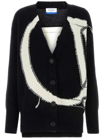 Maxi Logo-Intarsia Wool Cardigan