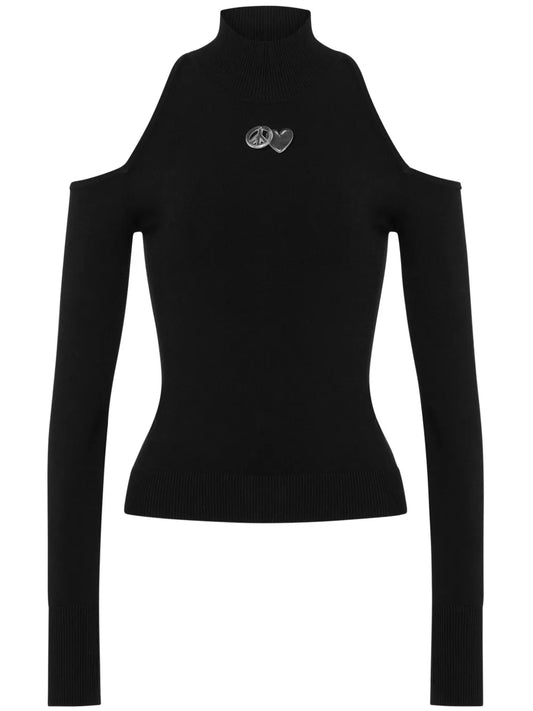Appliquéd Cold-Shoulder Jumper