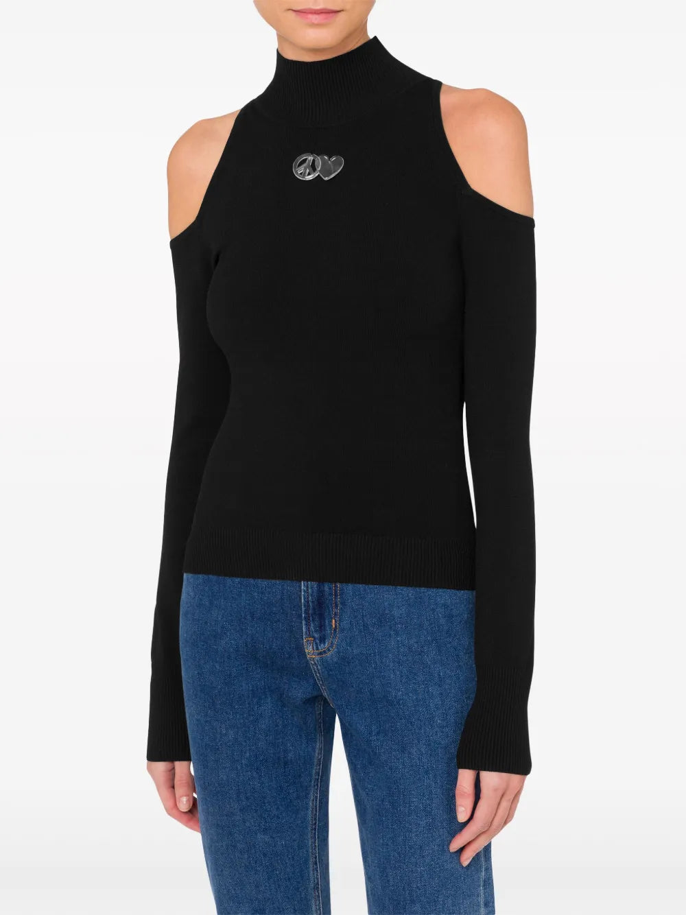 Appliquéd Cold-Shoulder Jumper