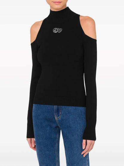 Appliquéd Cold-Shoulder Jumper