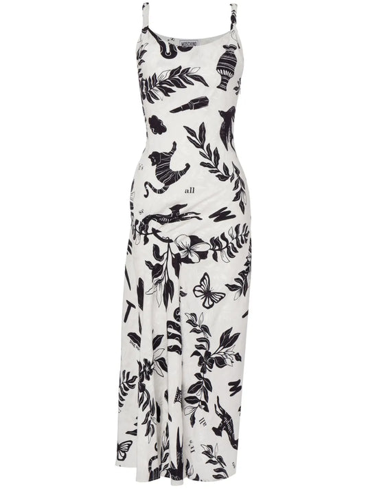 Graphic-Print Midi Dress