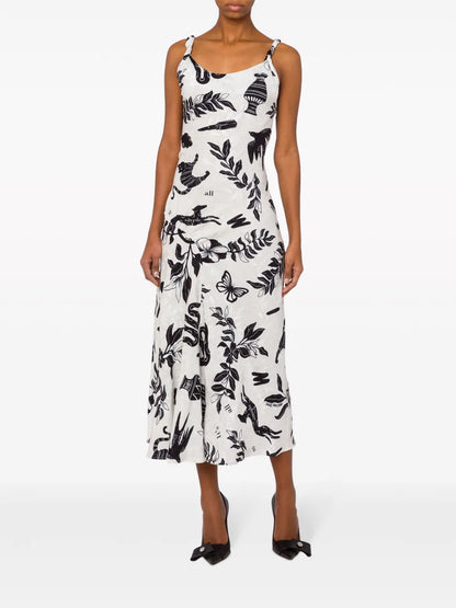 Graphic-Print Midi Dress