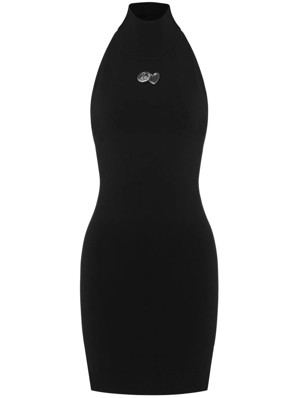 Appliquéd Halterneck Ribbed Dress