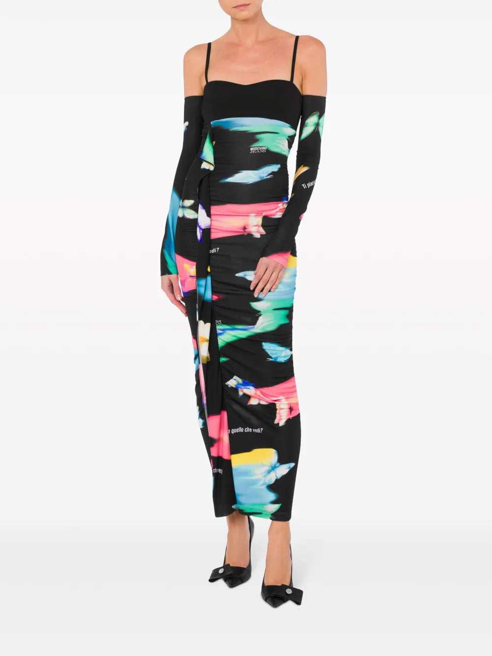 Printed Ruched Maxi Dress