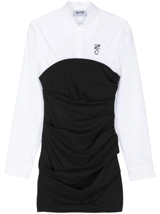Logo-Print Ruched Shirtdress