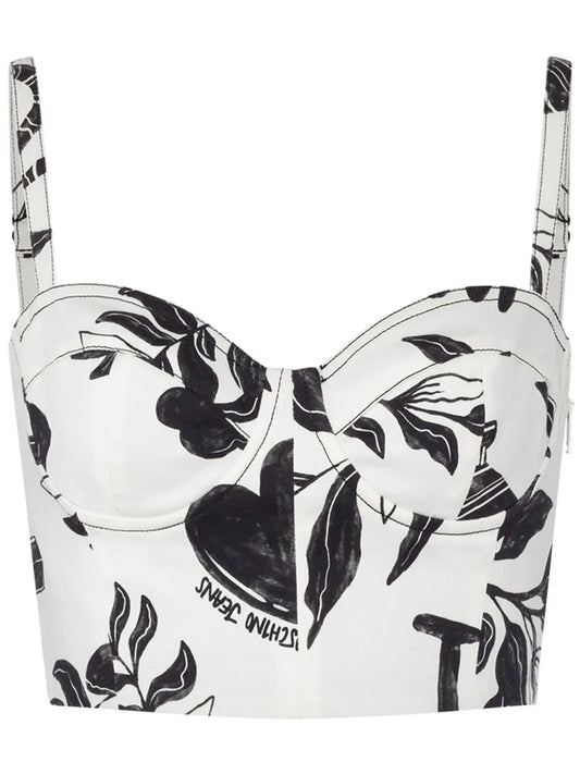 Graphic-Print Bustier Top