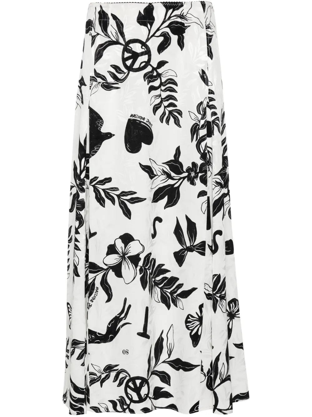 Patterned-Jacquard Satin Midi Skirt