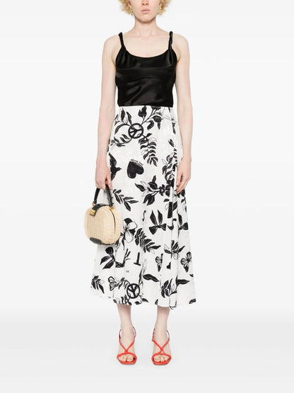 Patterned-Jacquard Satin Midi Skirt