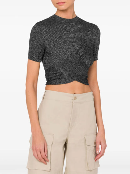 Crossover Ribbed Crop Top
