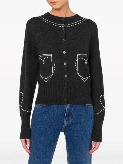 Embroidered Wool Cardigan
