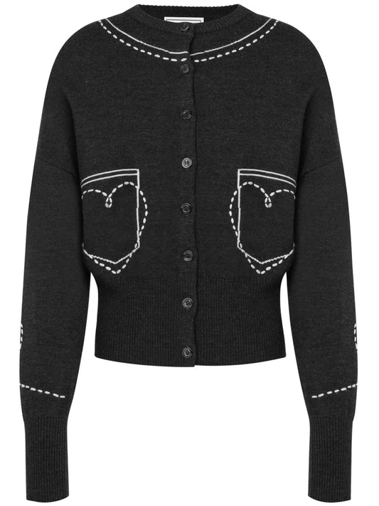 Embroidered Wool Cardigan