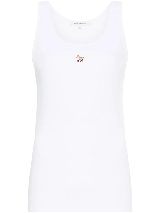 Fox-Motif Ribbed Tank Top