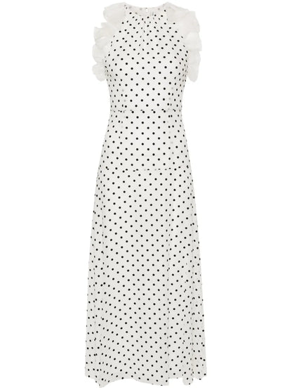 Flocking Polka-Dot Maxi Dress